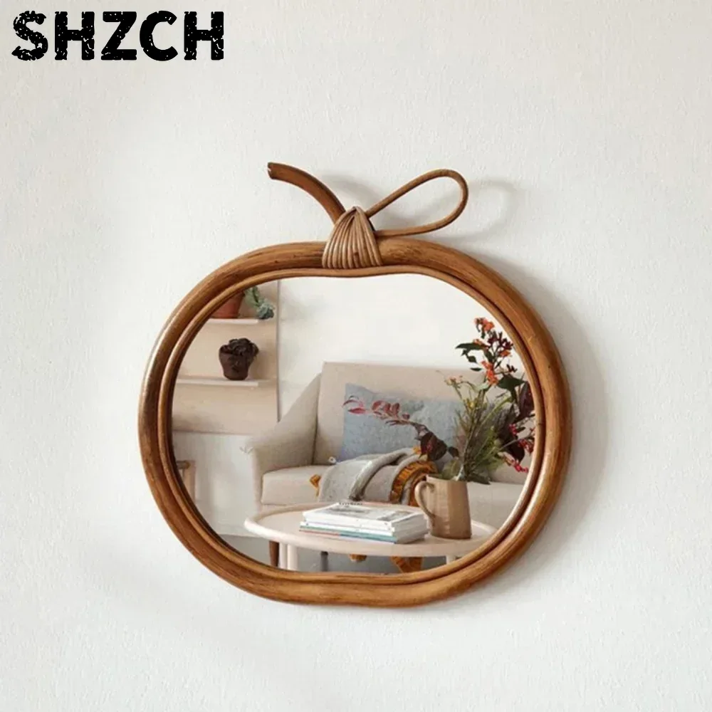 Rattan Mirror Round - Natuurlijke rotan ronde make-upspiegel woonkamer wanddecoratie