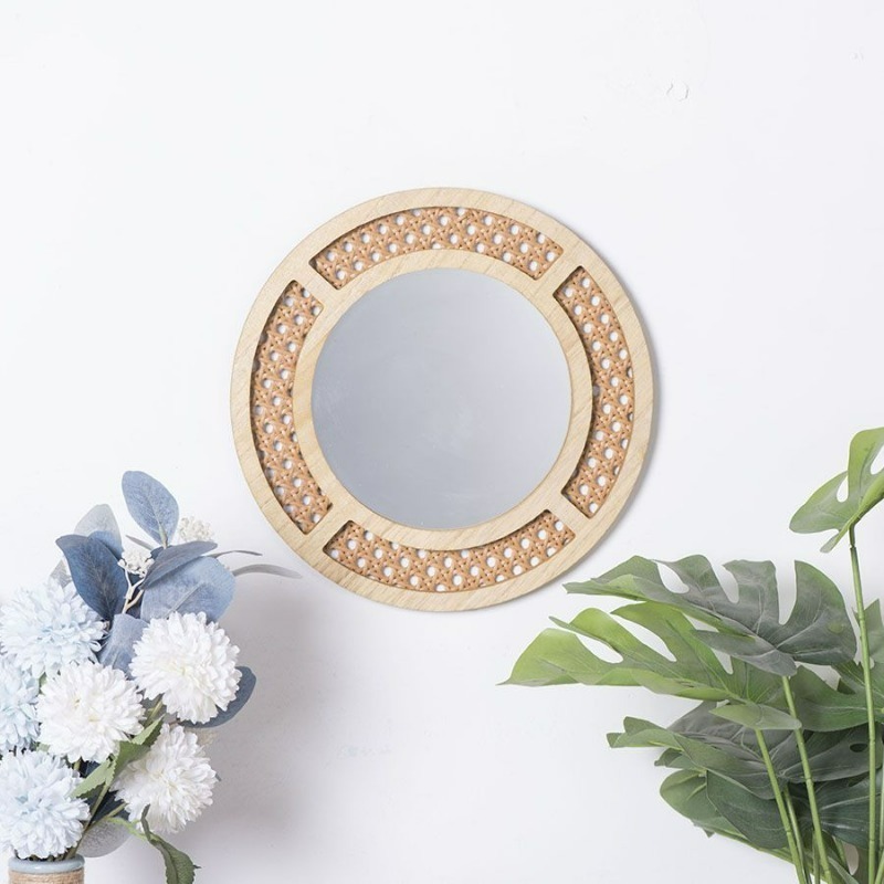 Rattan Mirror Round - Creatieve decoratieve spiegel handgemaakte imitatie rotan