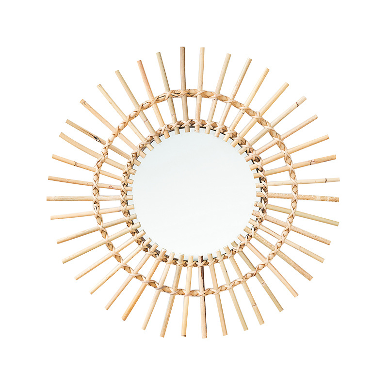 Rattan Mirror Round - Rattan hangende wandspiegel in Scandinavische stijl,