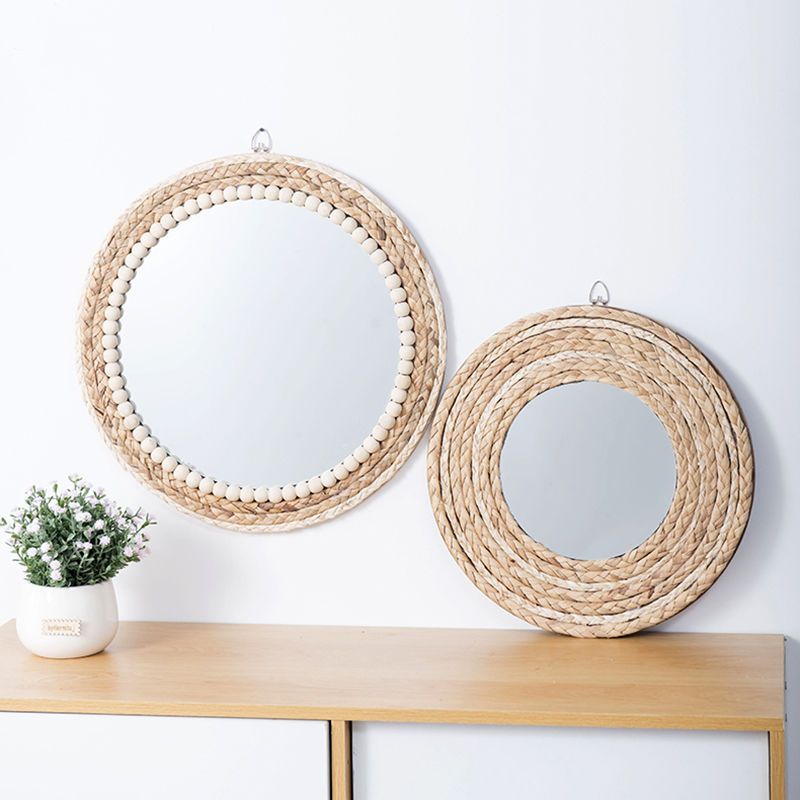 Rattan Mirror Round - Rotan handwerk decoratieve ronde spiegel make-upspiegel