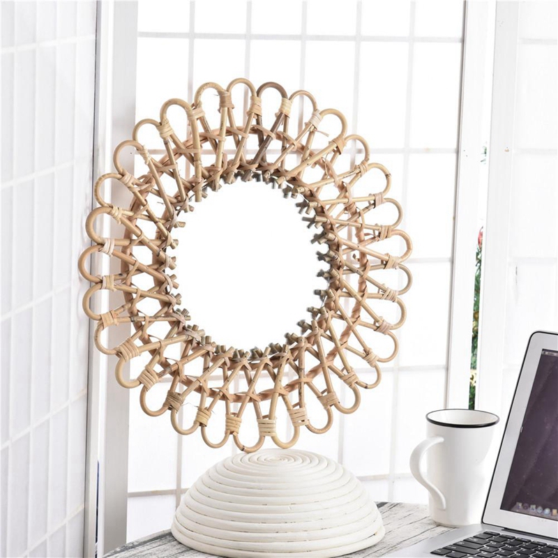 40Cm Nordic Rieten Wandspiegel - Rattan Mirror Round recensie en prijs