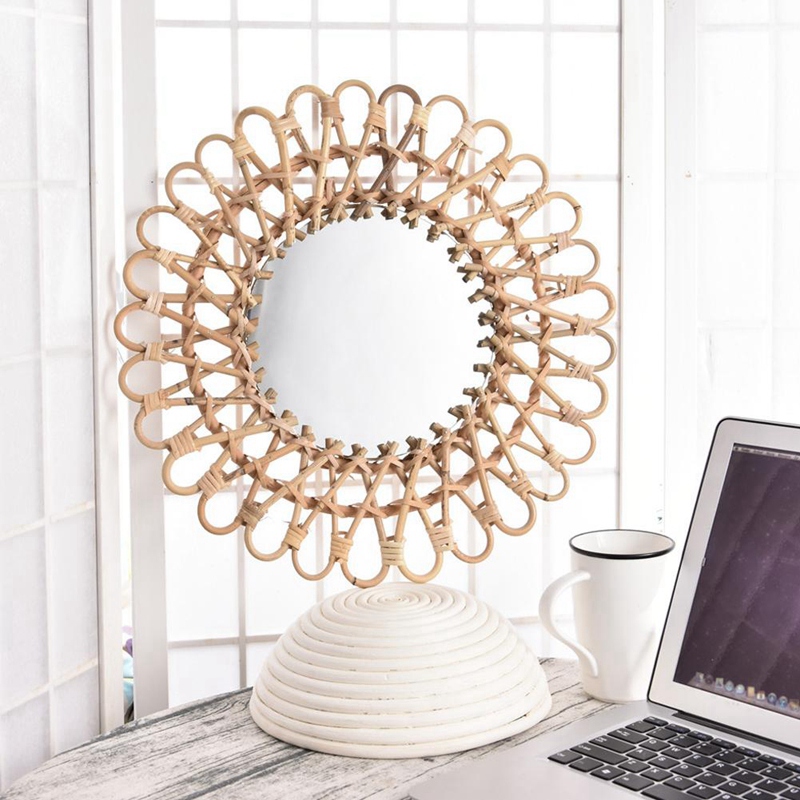 40Cm Nordic Rieten Wandspiegel - Rattan Mirror Round recensie en prijs