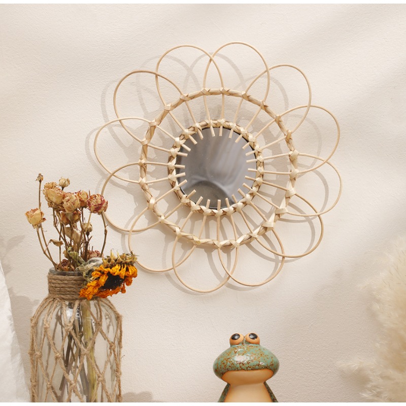 Hangende spiegel rotan zonnebl - Rattan Mirror Round recensie en prijs