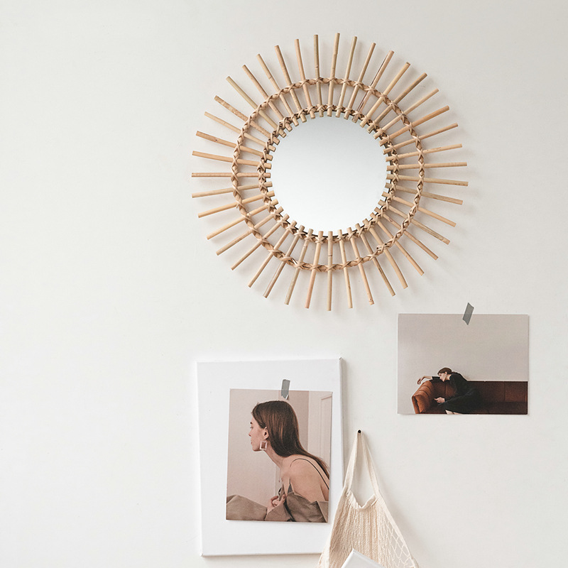 Rattan hangende wandspiegel in - Rattan Mirror Round recensie en prijs