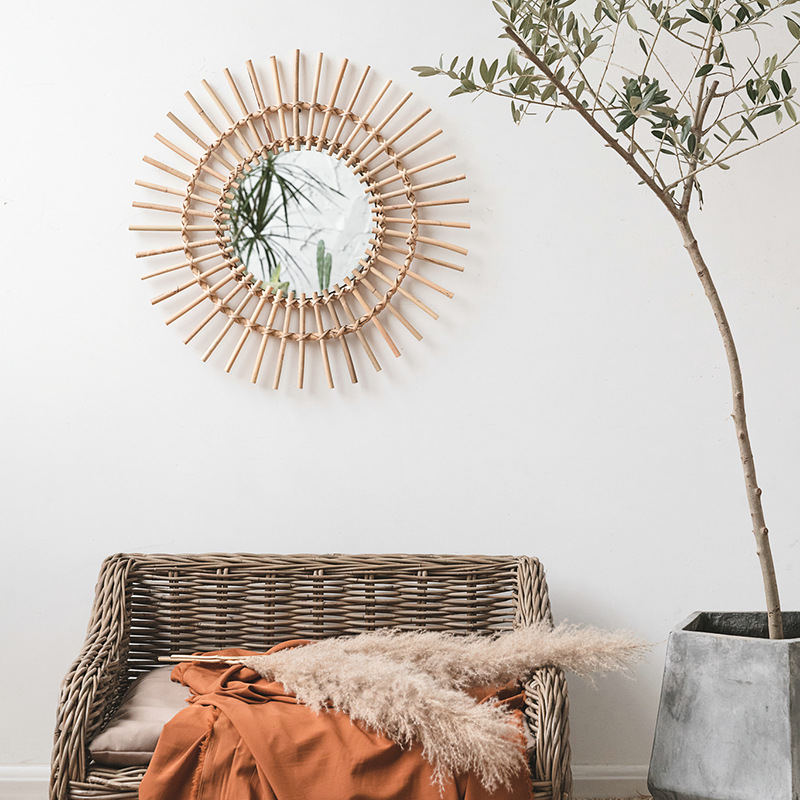 Rattan hangende wandspiegel in - Rattan Mirror Round recensie en prijs