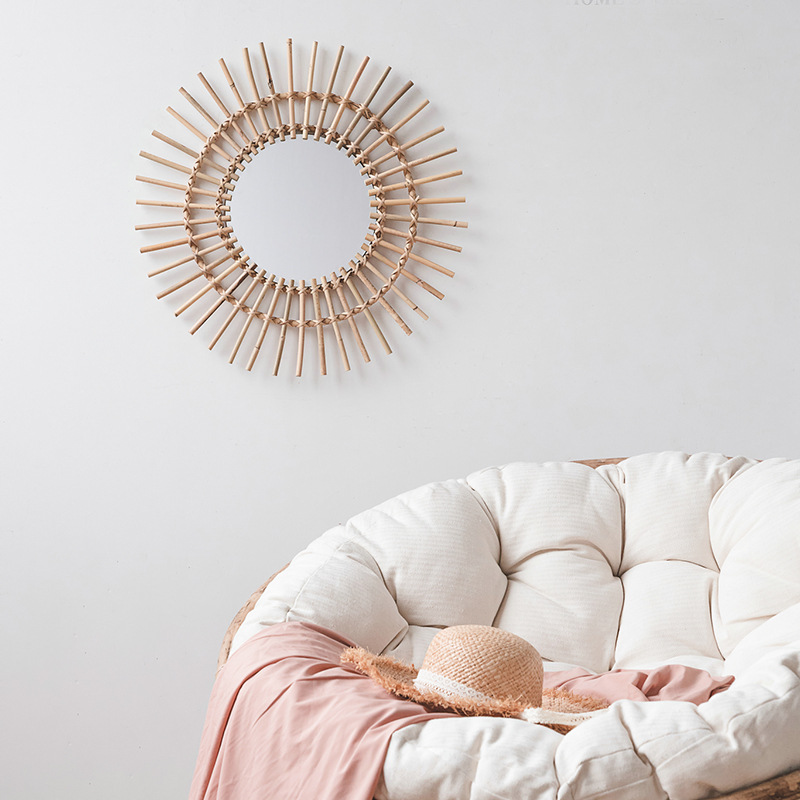 Rattan hangende wandspiegel in - Rattan Mirror Round recensie en prijs