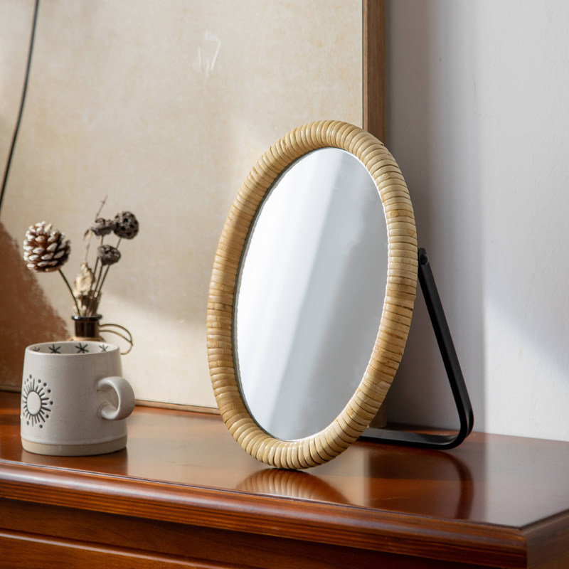 Rotan tafelbeugel make-up tafe - Rattan Mirror Round recensie en prijs