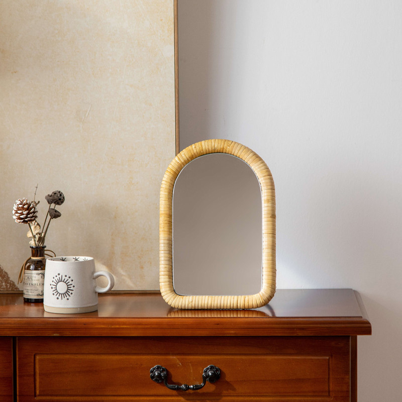 Rotan tafelbeugel make-up tafe - Rattan Mirror Round recensie en prijs