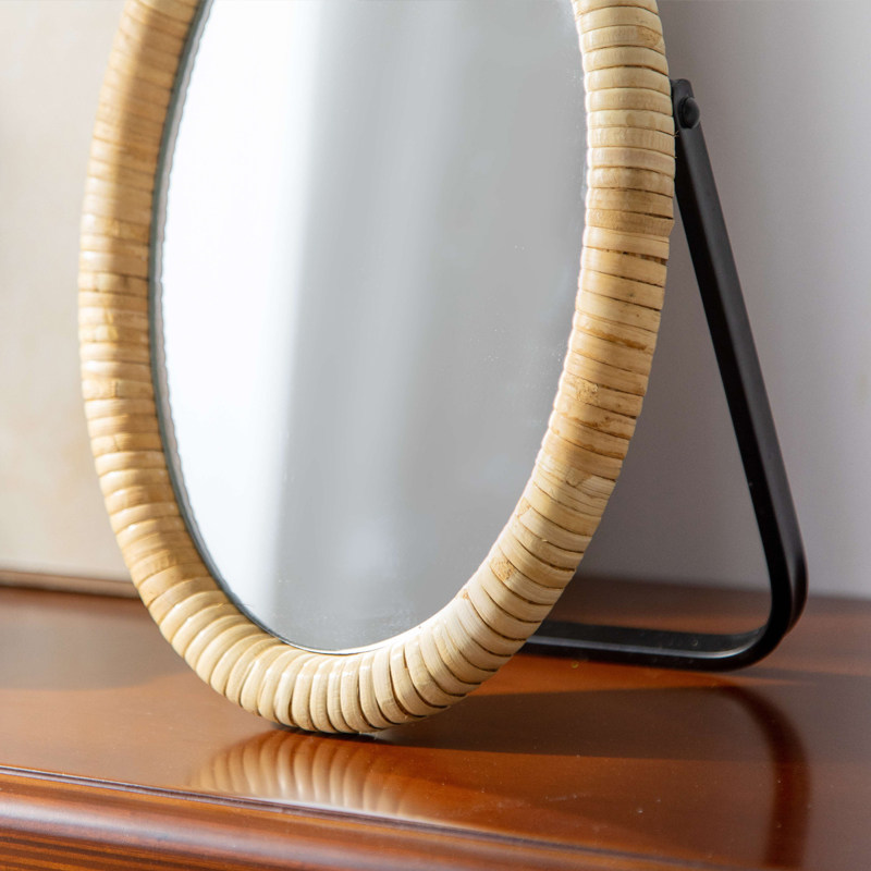 Rotan tafelbeugel make-up tafe - Rattan Mirror Round recensie en prijs