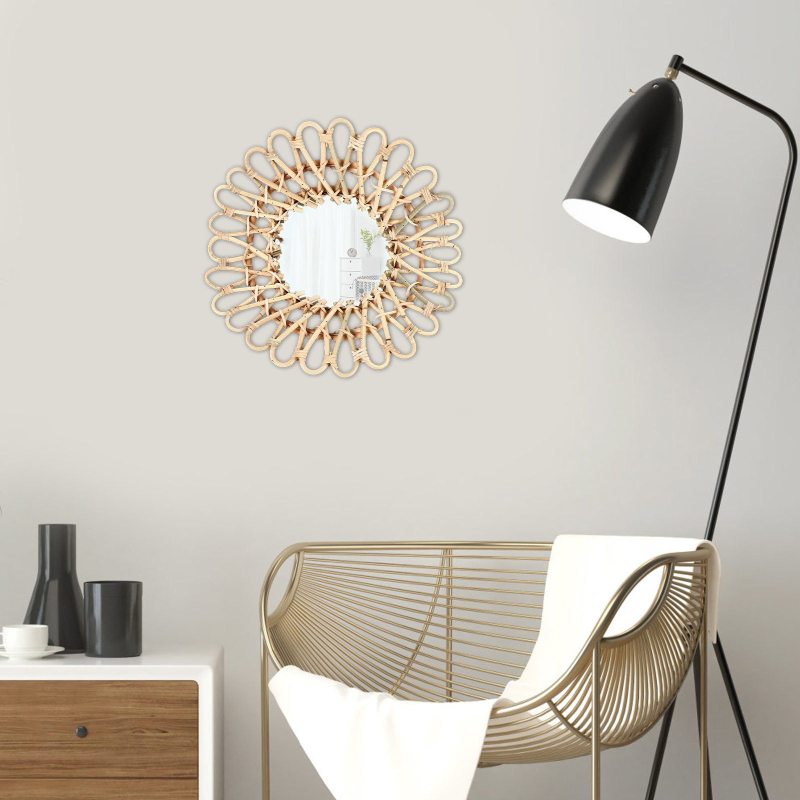 40cm grote rotan spiegel, wand - Rattan Mirror Round recensie en prijs