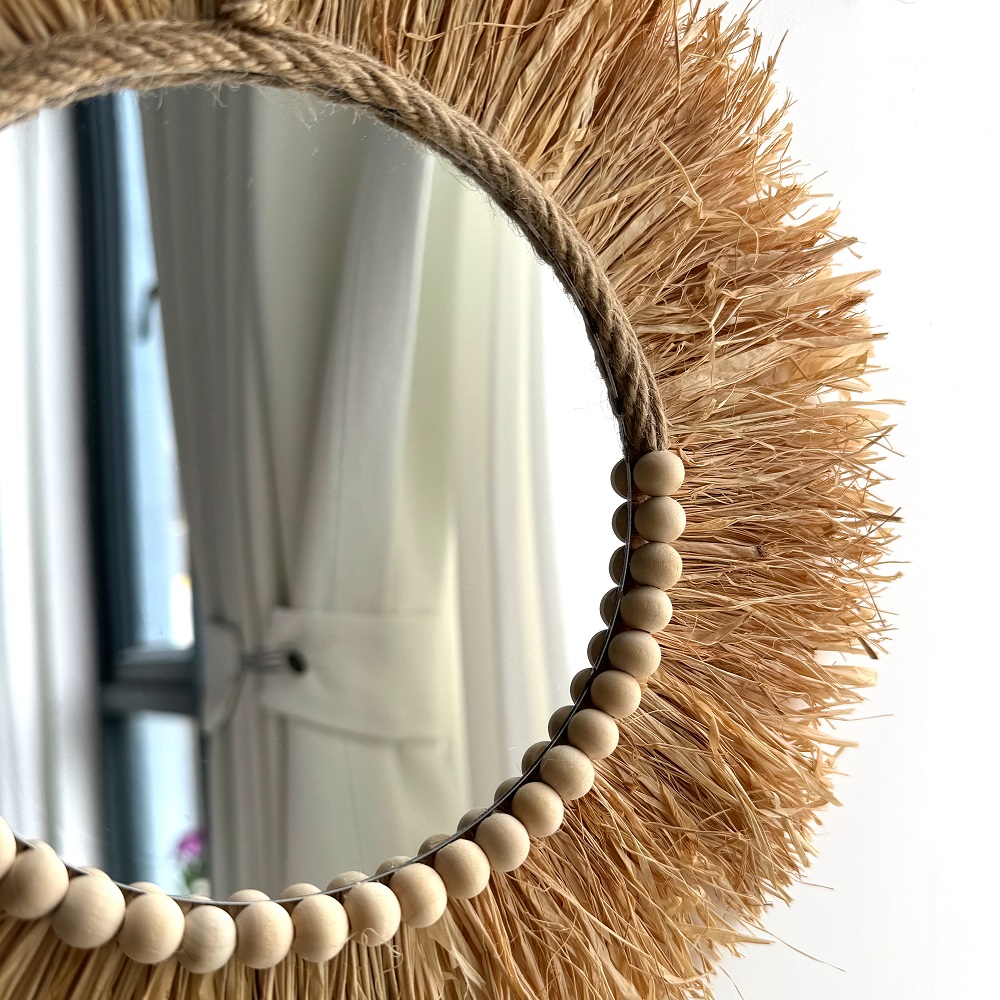 Handgemaakte Boho Raffia spieg - Rattan Mirror Round recensie en prijs